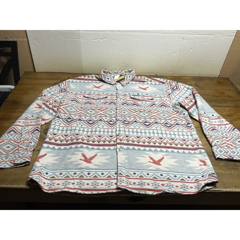 Burlebo Men's 2XL Heavyweight Flannel Shirt Flying Duck Aztec Button Up